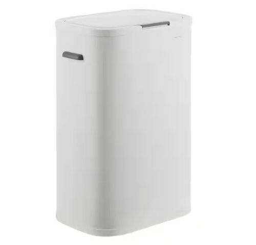 happimess Tammi Kitchen 14.5-Gal. Slim Metal Push Button Trash Can, Cotton White - Lot 703JF