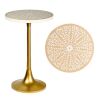 JONATHAN Y Nysha 25 in. Modern Bohemian Metal/Resin Inlay Top End Table, Beige/White - Thumbnail 1