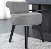 VEIKOUS 25.1 in. H Gray Makeup Vanity Upholstered Stool with Black Finished Wood Legs - Thumbnail 1