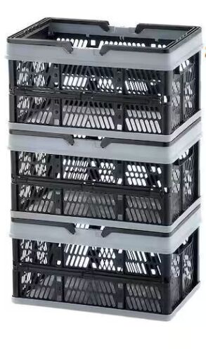 VEVOR Foldable Storage Crate with Handle, 3 Pack - Lot 715JF