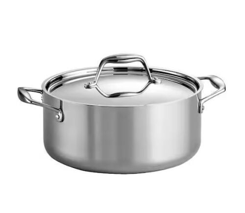 Tramontina Signature Tri-Ply Clad 5 qt. Round Stainless Steel Dutch Oven with Lid - Lot 727JF