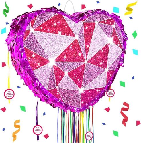 Pull String Purple Heart Pinata 16" - Lot 757