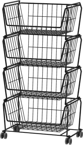 PUSDON Stackable Metal Storage Carts, 4 Tiers - Lot 450