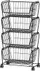 PUSDON Stackable Metal Storage Carts, 4 Tiers - Thumbnail 1