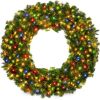 30" Pre-Lit Artificial Fir Christmas Wreath w/ Multicolor LED Lights, PVC Tips - Thumbnail 1