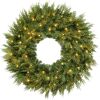 30" Pre-Lit Cedar Cypress Christmas Realistic Wreath w/ Twinkling LEDs - Thumbnail 1