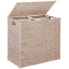 Large Water Hyacinth Double Laundry Hamper Basket w/ 2 Liner Bags - Thumbnail 1