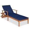 Adjustable Acacia Wood Chaise Lounge Chair w/ Side Table, Wheels - 79x26in - Thumbnail 1