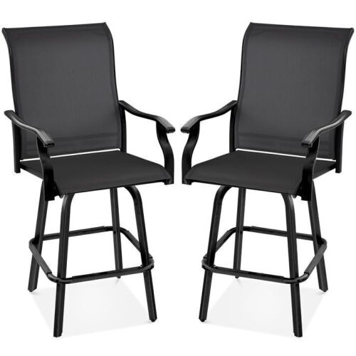 Set of 2 Swivel Barstools w/ 360 Rotation, All-Weather Mesh - Lot 75
