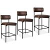 Set of 3 Armless Counter Height Bar Stools, Modern PU Faux Leather Stools - Thumbnail 1