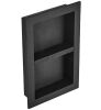 VEVOR 16 in. W x 24 in. H x 3.5 in. D Shower Niche Ready for Tile Double Shelf Organizer in Black - Thumbnail 1