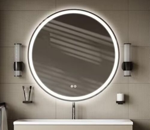 Sxiawe 31 in. W x 31 in. H Round LED Anti-Fog Frameless Wall Mirror Bathroom Vanity Mirror With Front Light And Backlight - Lot 427JF