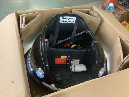 6V Kids Ride On Bumper Car Toy w/ Remote, Harness, Lights, 360 Degree Spin - Lot 501