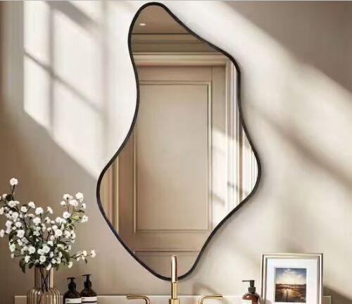 20 in. W x 36 in. H Irregular Black Aluminum Alloy Framed Wall Mirror - Lot 421JF