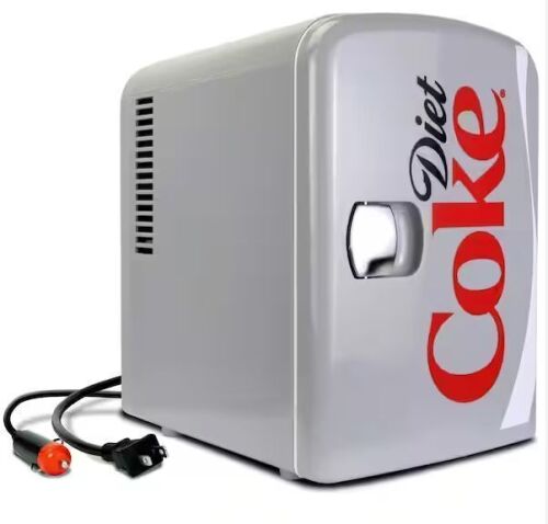 Diet Coke 4L Cooler/Warmer with12V DC and 110V AC Cords, 6 Can Portable Mini Fridge - Lot 411JF
