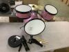 Kids Beginner 3-Piece Drum, Musical Instrument Set w/ Sticks, Stool, Pedal - Thumbnail 1