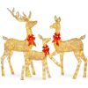 6.5ft 3-Piece Lighted Christmas Deer Set Outdoor Decor with LED Lights - Thumbnail 1