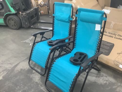 Set of 2 Adjustable Zero Gravity Patio Chair Recliners w/ Cup Holders - Lot 309