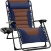 Oversized Padded Zero Gravity Chair, Folding Recliner w/ Headrest, Side Tray - Thumbnail 1