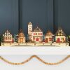 Pre-Lit Wooden Christmas Village, Winter Mantel Decor w/ 20 LED Lights - Thumbnail 1