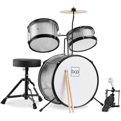 Kids Beginner 3-Piece Drum, Musical Instrument Set w/ Sticks, Stool, Pedal - Lot 204
