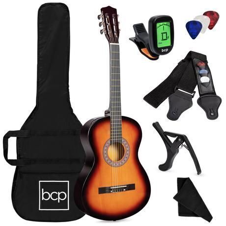 Beginner Acoustic Guitar Set w/ Case, Strap, Extra Strings - 38in - Lot 207