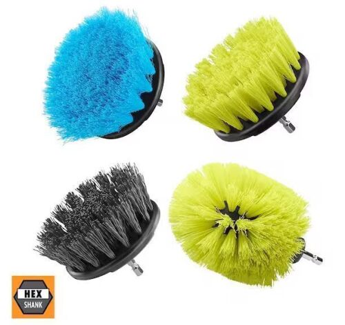 RYOBI Multipurpose Cleaning Kit w/ Hex Shank Compatibility (4-Piece) w/ Soft, Medium, Hard, and Medium 360-Brushes - Lot 809JF