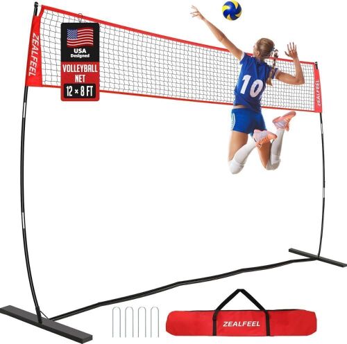 Zealfeel Volleyball Net, 12FT Training Set with 3-Level Adjustable Height - Lot 261