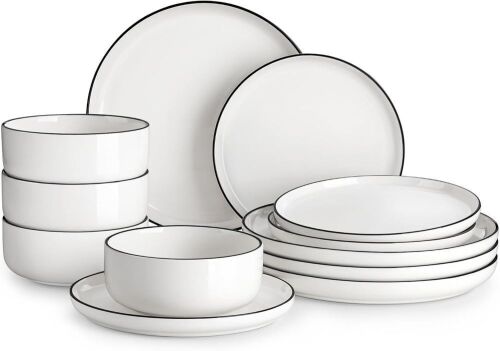 MALACASA 12 Pieces Modern Porcelain Dinnerware Set for 4 - Lot 464