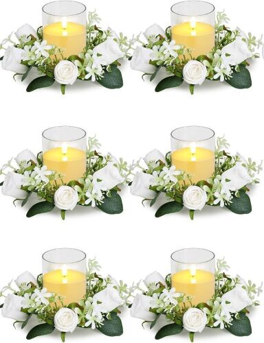 3" Rose Flower Wreaths with LED Candles, 12 pc - Lot 578