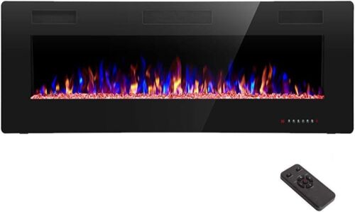 R.W.FLAME Electric Fireplace 50 inch Recessed and Wall Mounted, Fit for 2 x 6 Stud, Remote Control with Timer, Touch Screen, Adjustable Flame Colors and Speed - Lot 80