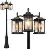 VIANIS Triple-Head Outdoor Lamp Post Light with Photocell - Thumbnail 1
