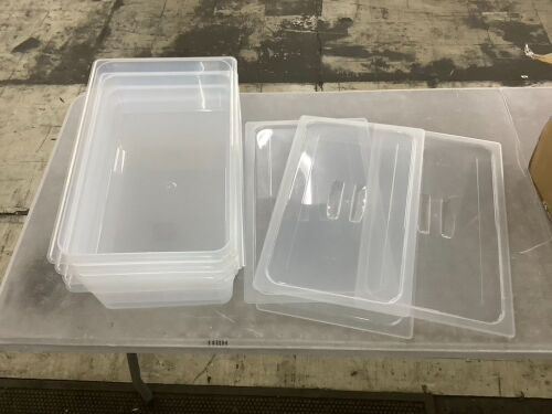 Lot of (4) Plastic Storage Totes - 1 Bin & 1 Lid Cracked - Lot 770