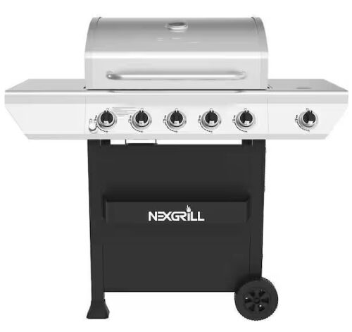Nexgrill 5-Burner Propane Gas Grill in Stainless Steel with Side Burner and Condiment Rack - Lot 5JF