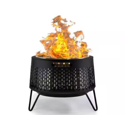 TIKI 20 in. Smokeless Wood Burning Huddle Fire Pit with Stand, Removable Ash Pan and Weather Resistant Cover - Missing 6 Screws for Legs - Lot 57JF