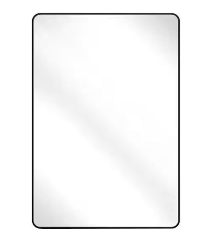 24 in. W x 36 in. H Rectangular Aluminum Alloy Framed Rounded Black Wall Mirror - Lot 827JF
