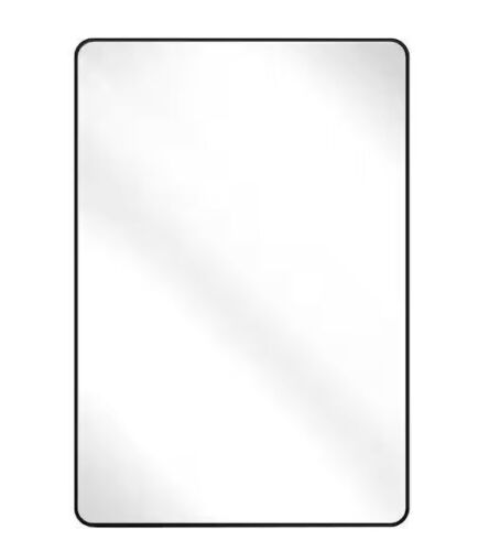 24 in. W x 36 in. H Rectangular Aluminum Alloy Framed Rounded Black Wall Mirror - Lot 828JF