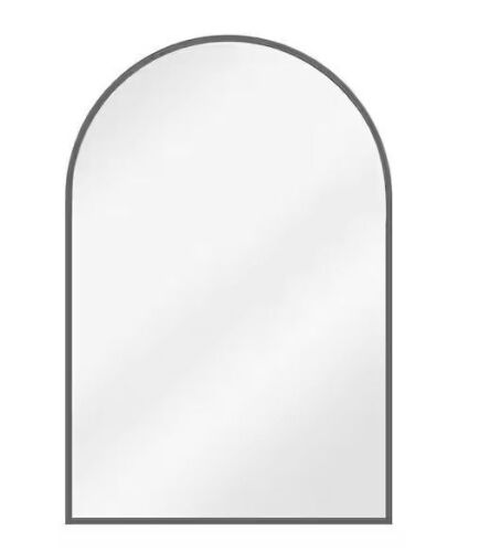 24 in. W x 36 in. H Arched Black Aluminum Alloy Framed Wall Mirror - Lot 829JF