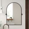 24 in. W x 31.5 in. H Modern Arch-Top Metal Framed Black Pivoted Wall Vanity Mirror - Thumbnail 1