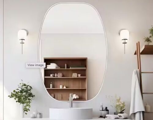 24 in. W x 36 in. H Silver Oval Wall Mounted Aluminum Alloy Decorative Mirror - Lot 835JF