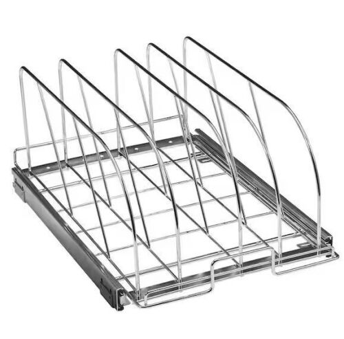 VEVOR Pan and Pot Rack 12.5 in. W Expandable Pull Out Under Cabinet Organizer Pot Racks,Silver - Lot 838JF
