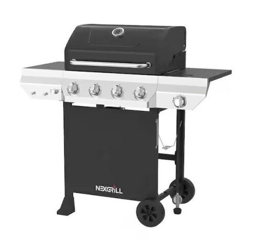 Nexgrill 4-Burner Gas Grill with Side Burner in Black - Lot 25JF