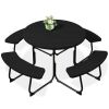 8-Person Circular Picnic Table w/ Umbrella Hole, 4 Benches - Thumbnail 1