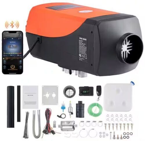 VEVOR Diesel Air Heater 27,296 BTU 12V 8KW Other Fuel Type Space Heater w/Automatic Altitude Adjustment Bluetooth App Control - Lot 48JF