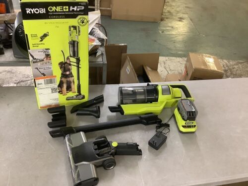 RYOBI ONE+ HP 18V Cordless Pet Stick Vacuum Cleaner Kit with 4.0 Ah HIGH PERFORMANCE Battery and Charger - Lot 52JF