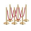 VEVOR Stanchions and Velvet Ropes 6Pcs, Hollow Base with Stainless Steel Post, 4 Red Velvet Ropes and Posts, Crowd Control Barriers Gold Stanchions - Thumbnail 1