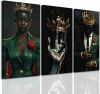 Black King and Queen Wall Art, 12" x 24", 3pc - Thumbnail 1
