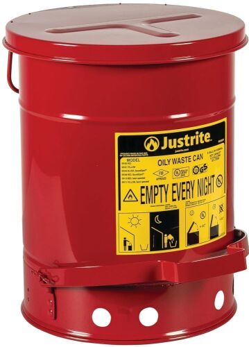Justrite 6 Gallon Galvanized Steel Oily Waste Can, 16" x 12" - Lot 375