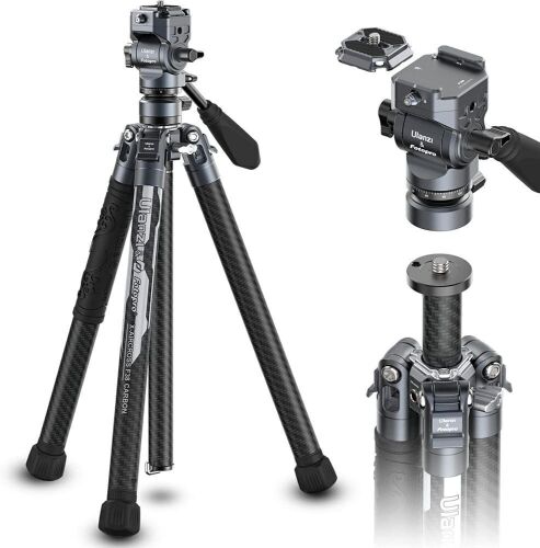ULANZI F38 61.4" Lightweight Carbon Fiber Camera Tripod with Quick Release 1/4" Screw & Video Head, for Most Cameras/DSLR/Projector, Weight 2.38lbs, Maxload 22lbs - Lot 184