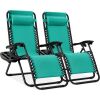 Set of 2 Adjustable Zero Gravity Patio Chair Recliners w/ Cup Holders - Thumbnail 1